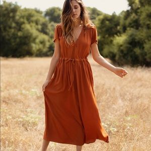 Free People deep rust orange V-neck dress
